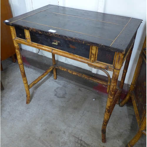 117 - A Victorian Aesthetic Movement painted bamboo desk