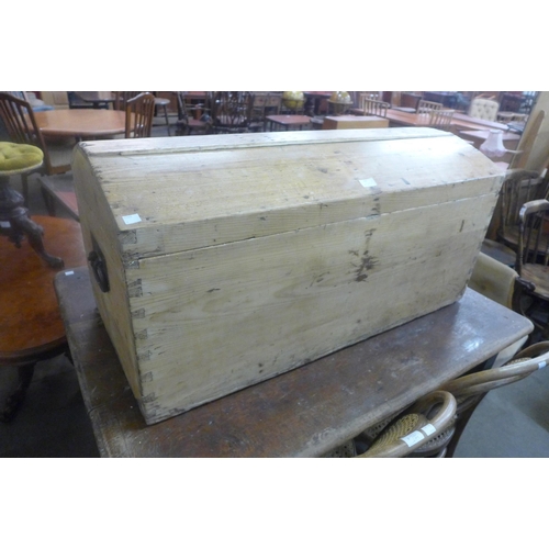 130 - A Victorian pine domed top blanket box