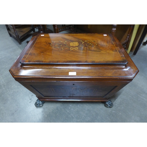 137 - A Regency inlaid mahogany sarcophagus shaped wine cooler