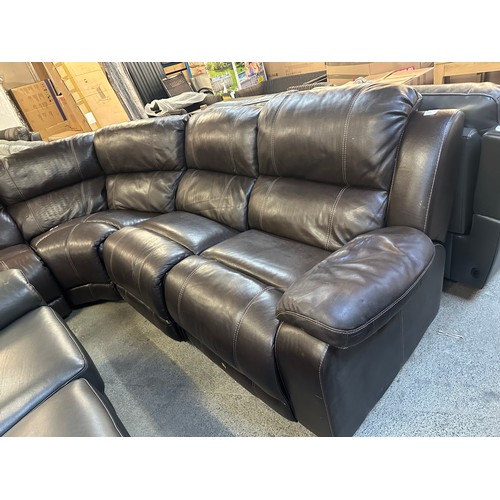 1594 - A Dunhill brown leather power reclining Motion 1 sofa , original RRP £1833.31 + VAT - worn (4189-7) ... 