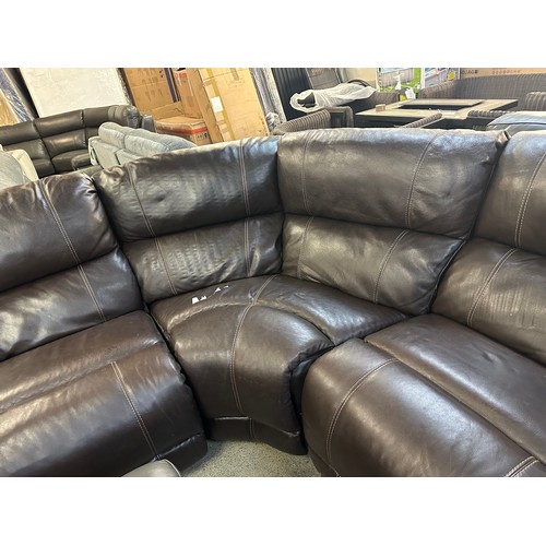 1594 - A Dunhill brown leather power reclining Motion 1 sofa , original RRP £1833.31 + VAT - worn (4189-7) ... 