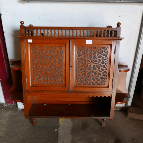 190 - A victorian Aesthetic Movement mahogany wall hanging two door cabinet