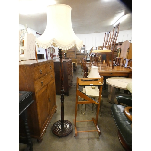 197 - A beech standard lamp and a gentleman's valet stand