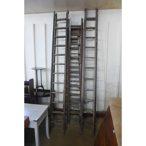 254 - Four sets of pine ladders