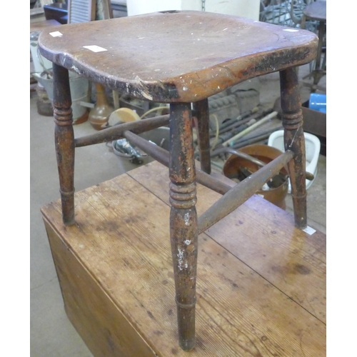 261 - A Victorian elm and beech kitchen stool