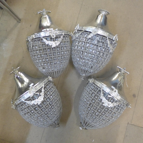 296 - A set of four French Empire style pear shaped chandeliers