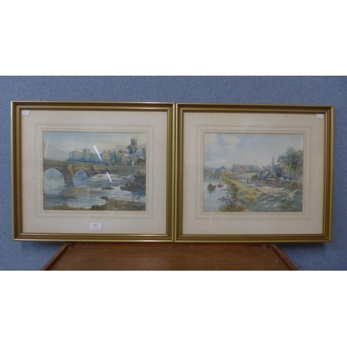 303 - A. Godwin (ABWS), pair of river landscapes, views of Chester, watercolour, framed