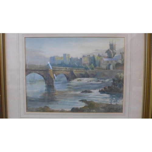 303 - A. Godwin (ABWS), pair of river landscapes, views of Chester, watercolour, framed