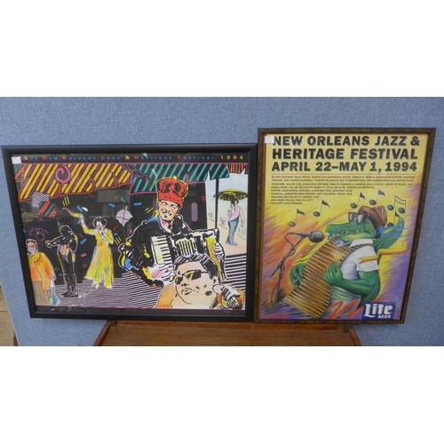 306 - Four assorted New Orleans jazz prints, all framed