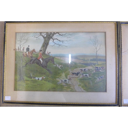 310 - A set of four hunting scene prints, framed