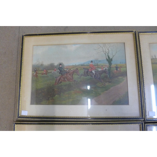 310 - A set of four hunting scene prints, framed