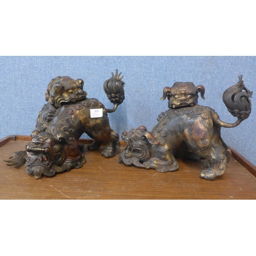 329 - A pair of Chinese bronze Dogs of Fo