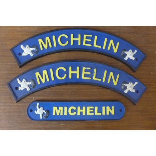 332 - Three painted cast iron Michelin advertising signs