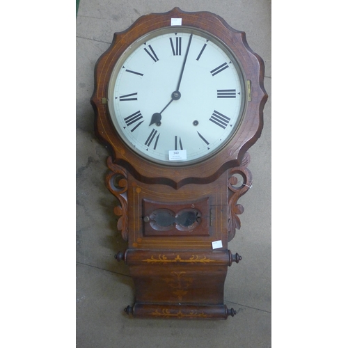 340 - A Victorian inlaid mahogany wall clock