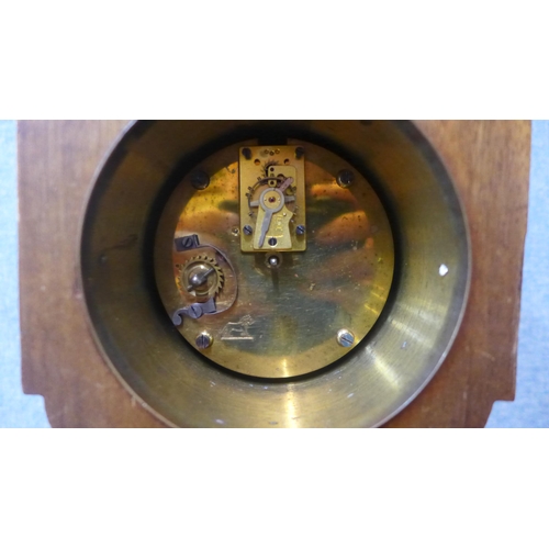 349 - An Edward VII inlaid mahogany mantel clock