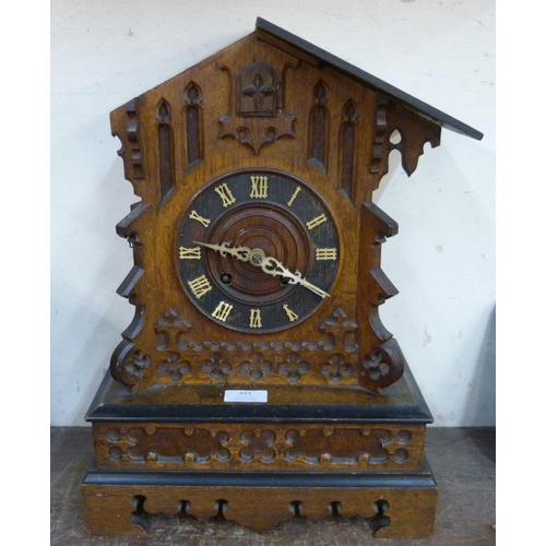 351 - A late 19th Century carved oak cuckoo clock, a/f