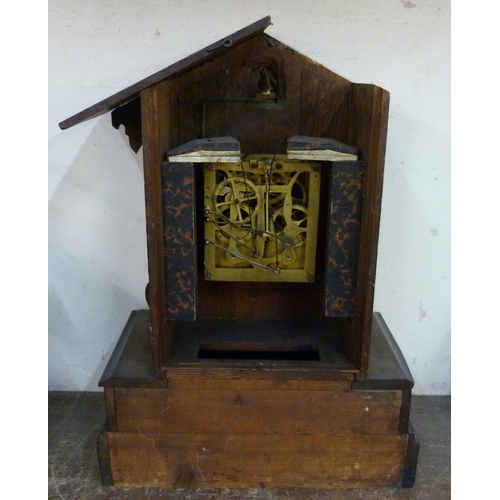 351 - A late 19th Century carved oak cuckoo clock, a/f