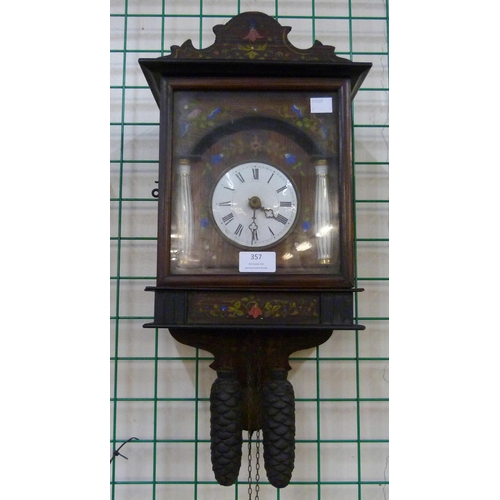 357 - A 19th Century Black Forest inlaid and hand painted rosewood clock