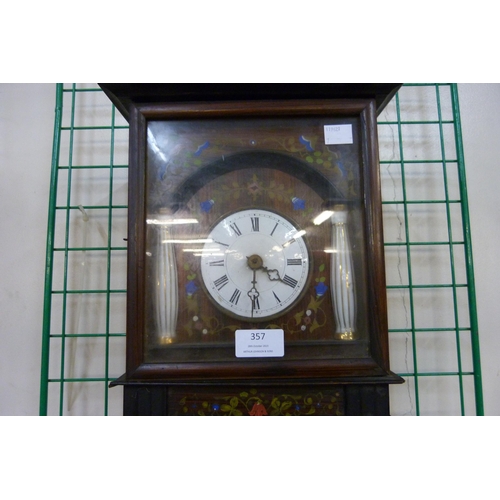 357 - A 19th Century Black Forest inlaid and hand painted rosewood clock