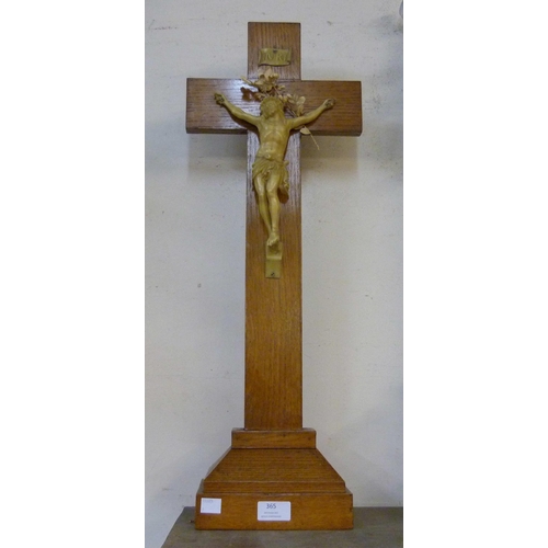 365 - A French oak freestanding table top crucifix