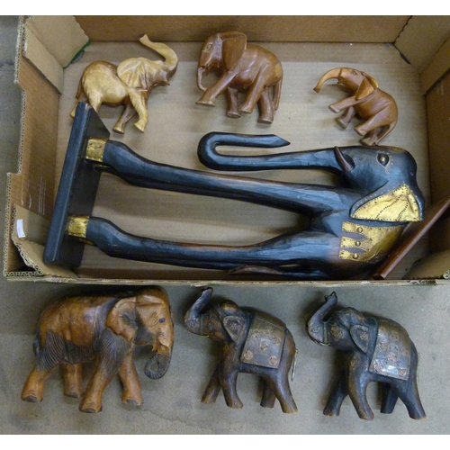 369 - Assorted carved wooden elephants