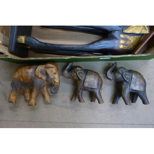 369 - Assorted carved wooden elephants