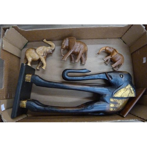 369 - Assorted carved wooden elephants