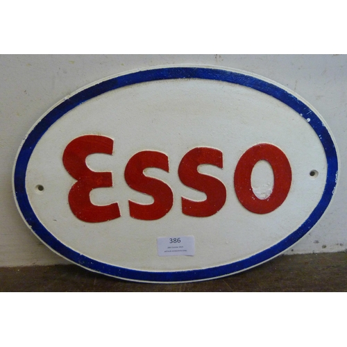 386 - A painted cast iron Esso advertising sign