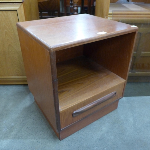 55 - A Nathan teak stereo cabinet and a G-Plan Fresco teak bedside table