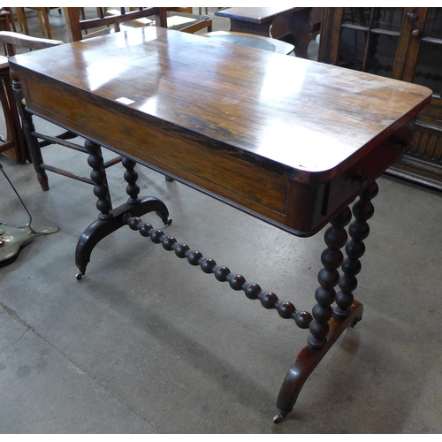 78 - A Victorian rosewood single drawer stretcher table