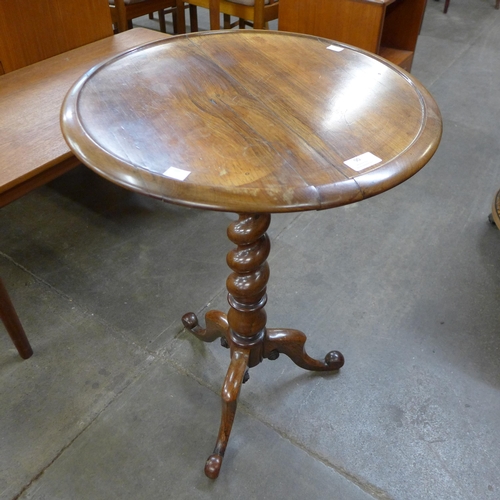 90 - A Victorian rosewood barleytwist circular tirpod table