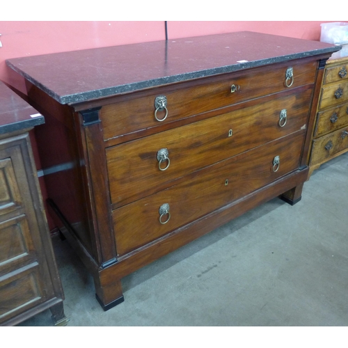 91 - A 19th Century French mahogany and marble topped commode