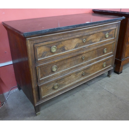 92 - A 19th Century French walnut and marble topped commode