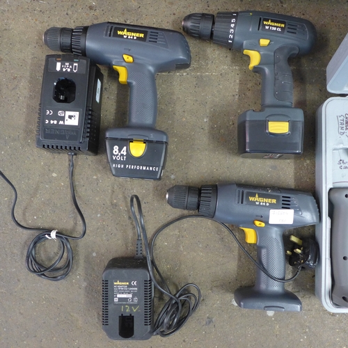 2166 - A Power Master tool set and three Wagner drills