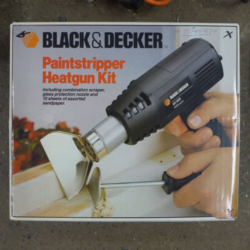 2167 - Six power tools:- Black and Decker hammer drill, Sheet sander, Power Devil drill, two NuPower drills... 