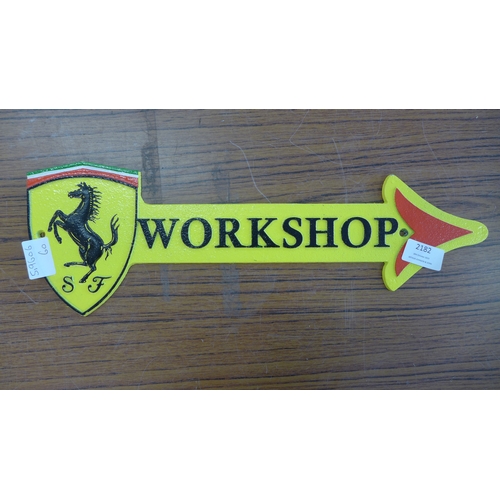 2182 - An Ferrari Workshop arrow sign * this lot is subject to VAT