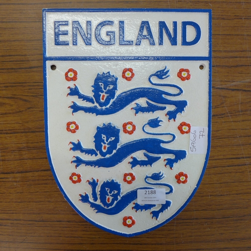 2188 - An England Football plaque * this lot is subject to VAT