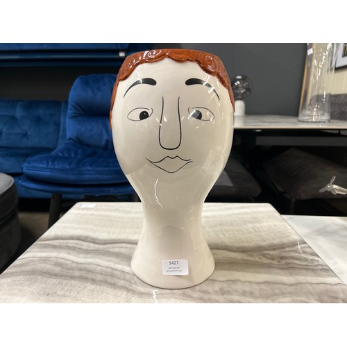 1427 - A ceramic Doodleman face vase, H 32cms (FPC14)   #