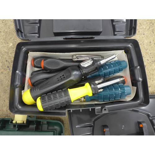 2013 - Four assorted plastic tool boxes (empty)