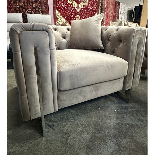 1510 - A Fenzi brushed gold velvet three seater sofa, two seater sofa and armchair * This lot is subject to... 