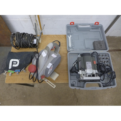 2002 - A Pro Performance 1020w 240v plunge router in case and an 800w power planer (model PP1800)