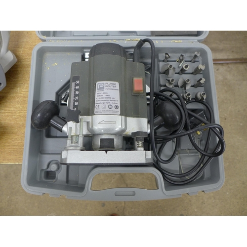 2002 - A Pro Performance 1020w 240v plunge router in case and an 800w power planer (model PP1800)