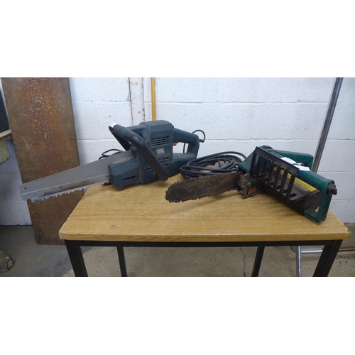 2003 - A Black & Decker DN801 electric chainsaw and a Black and Decker (k5380 )1020e rip saw