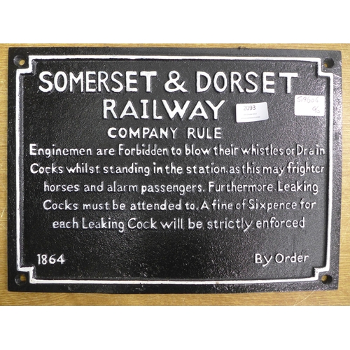 2093 - A Somerset and Dorset railway sign * this lot is subject to VAT