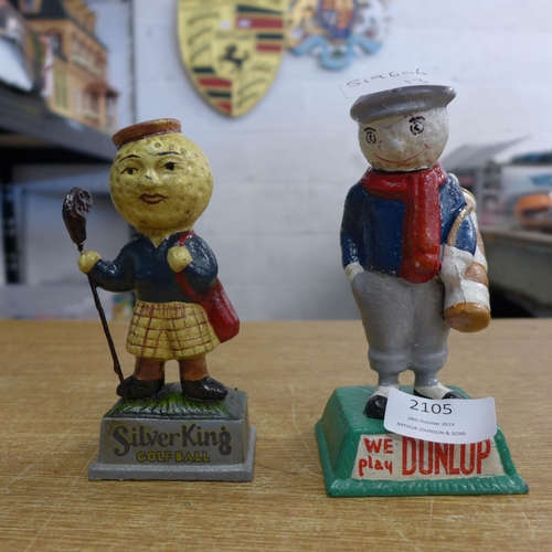 2105 - Two small golfer figures * this lot is subject to VAT