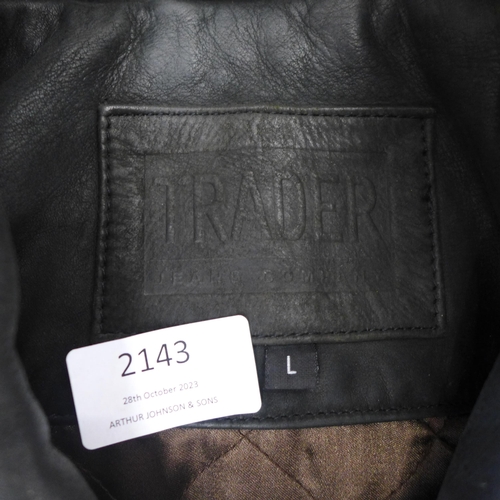 2143 - A Trader jeans gents black leather jacket size large