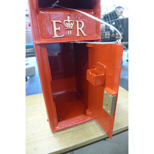 2163 - A red Royal Mail post box with two keys * this lot is subject to VAT