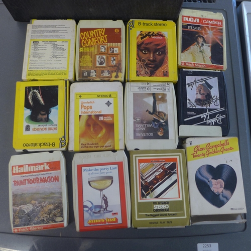 2200 - A box of approx. 30 8-track tapes including Elvis Presley, The Beatles, etc.