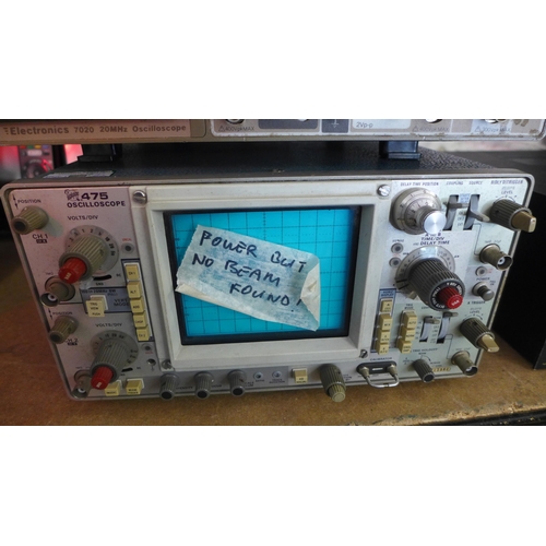 2217 - A Rapid Electronics 7020 20 MHZ oscilloscope and a Teletroix 475 oscilloscope