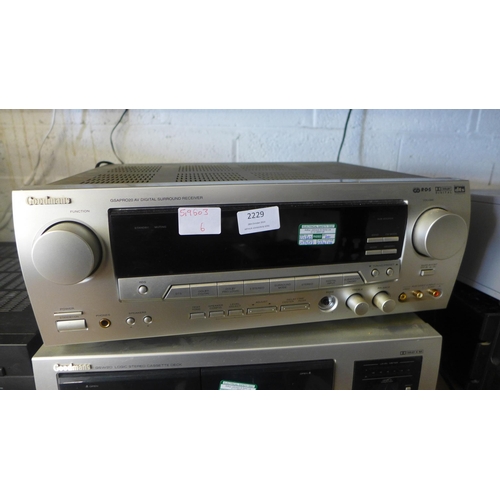 2229 - A Goodmans GSApro20 AV digital surround receiver and a Goodmans GSW20 Logic stereo cassette deck